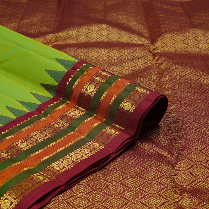 Hayagrivas Handloom Kanjivaram Silk Saree in Stunning Fluorescent Green KBE10D26-3