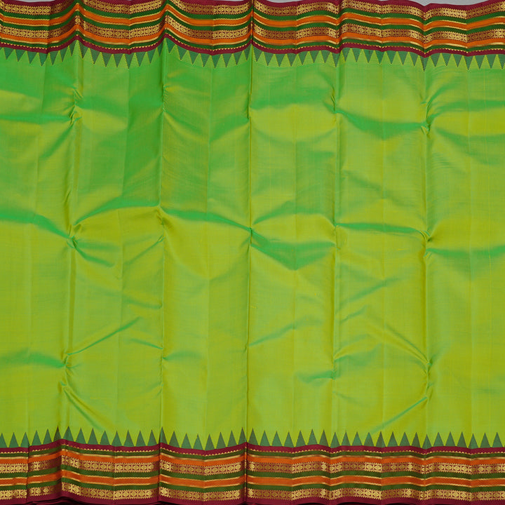 Hayagrivas Handloom Kanjivaram Silk Saree in Stunning Fluorescent Green KBE10D26-3
