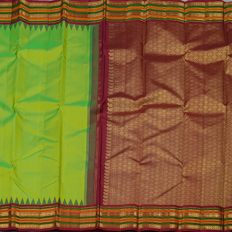 Hayagrivas Handloom Kanjivaram Silk Saree in Stunning Fluorescent Green KBE10D26-3