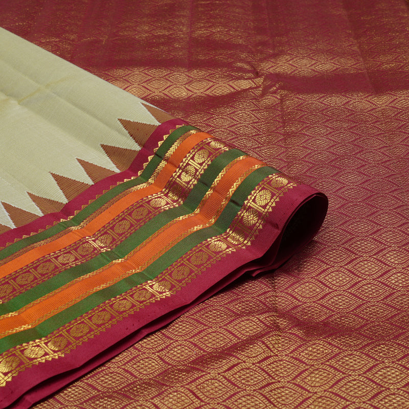 Hayagrivas Handloom Kanjivaram Silk Sarees in Serene Beige KBE10D26-4