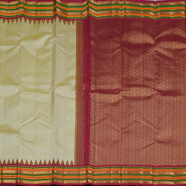 Hayagrivas Handloom Kanjivaram Silk Sarees in Serene Beige KBE10D26-4