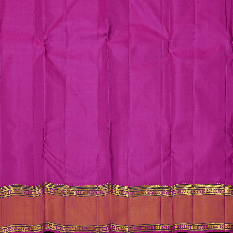 Hayagrivas Dark Purple Handloom Kanjivaram Silk Saree with Orangish Pink Border KBE10D3-1