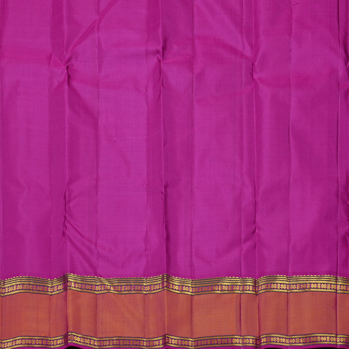 Hayagrivas Dark Purple Handloom Kanjivaram Silk Saree with Orangish Pink Border KBE10D3-1