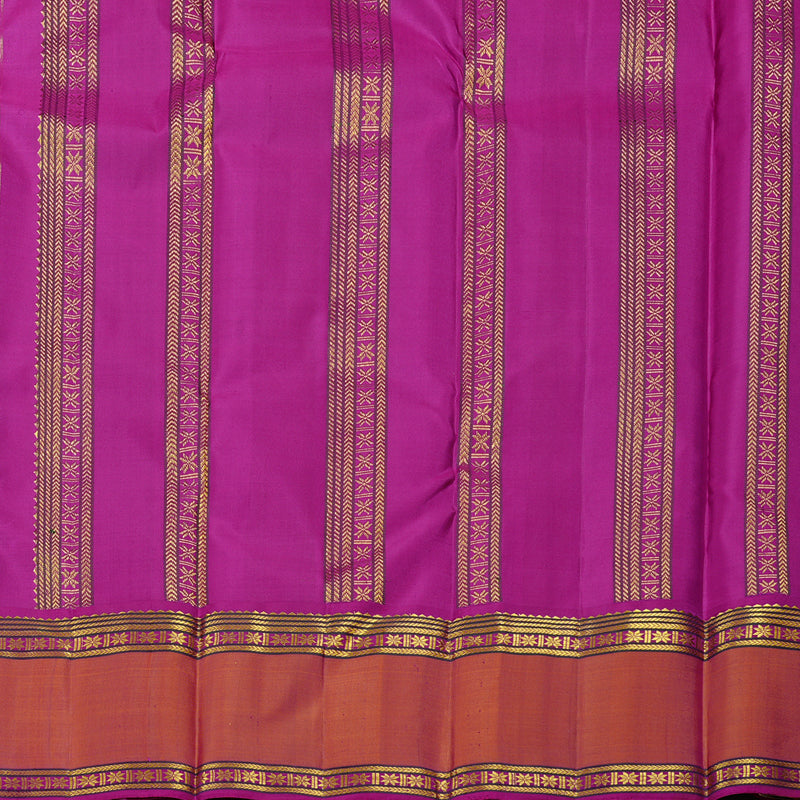 Hayagrivas Dark Purple Handloom Kanjivaram Silk Saree with Orangish Pink Border KBE10D3-1