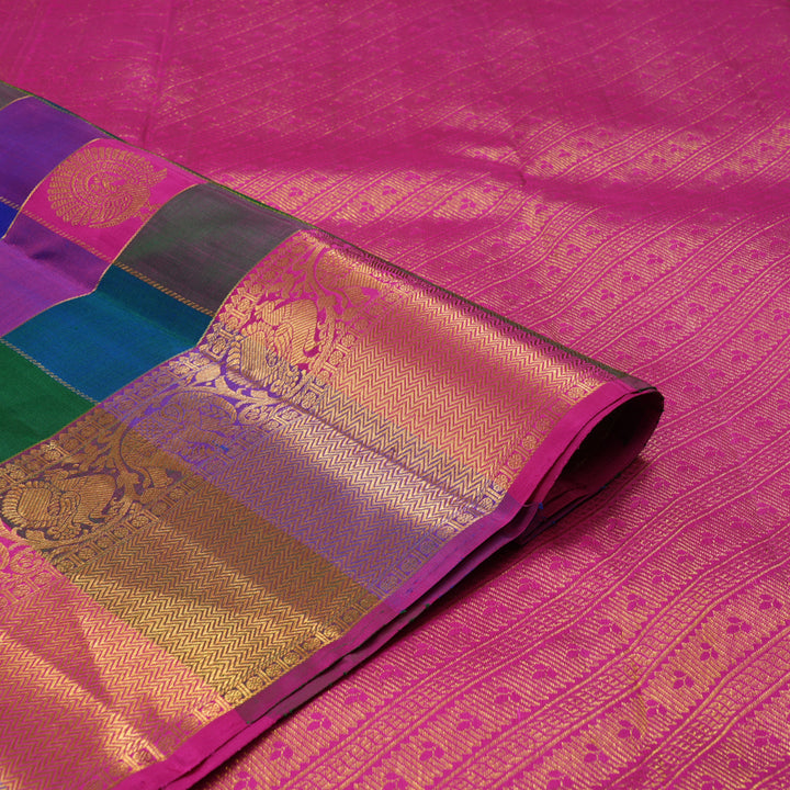 Hayagrivas Handloom Multicolour Checks Kanjivaram Silk Saree KBE1105I2-1