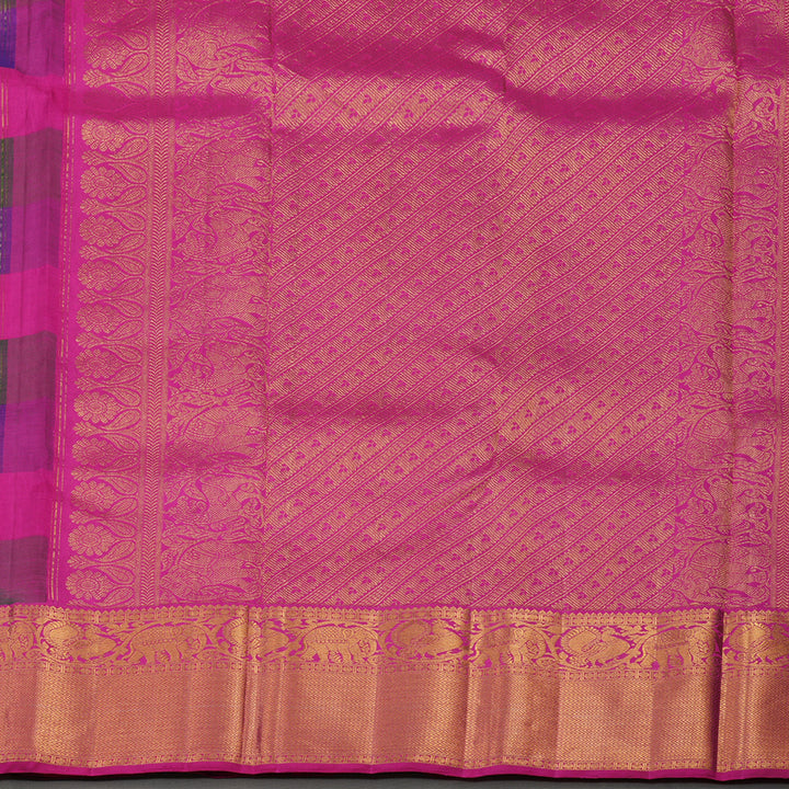 Hayagrivas Handloom Multicolour Checks Kanjivaram Silk Saree KBE1105I2-1
