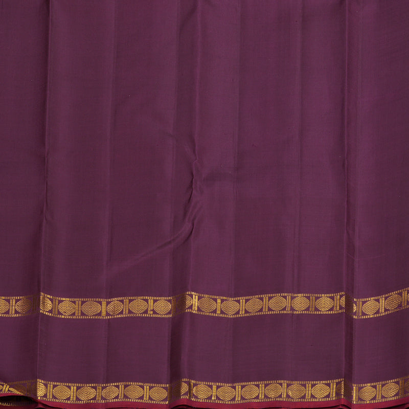Hayagrivas Handloom Bluish Grey Kanjivaram Silk Saree with Plum Purple Border KBE1106I1-1