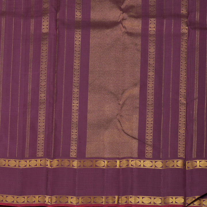 Hayagrivas Handloom Bluish Grey Kanjivaram Silk Saree with Plum Purple Border KBE1106I1-1