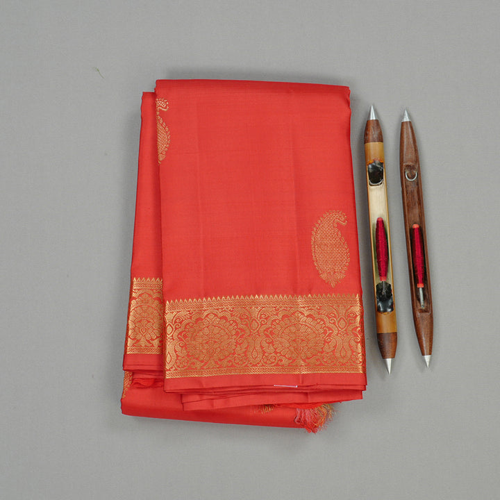 Hayagrivas Red Handloom Kanjivaram Silk Saree KBE110D10-1