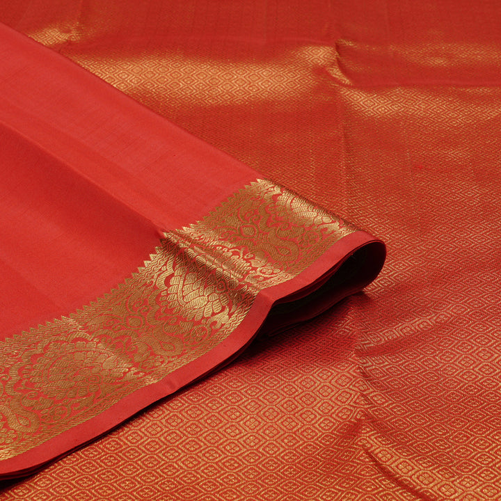 Hayagrivas Red Handloom Kanjivaram Silk Saree KBE110D10-1