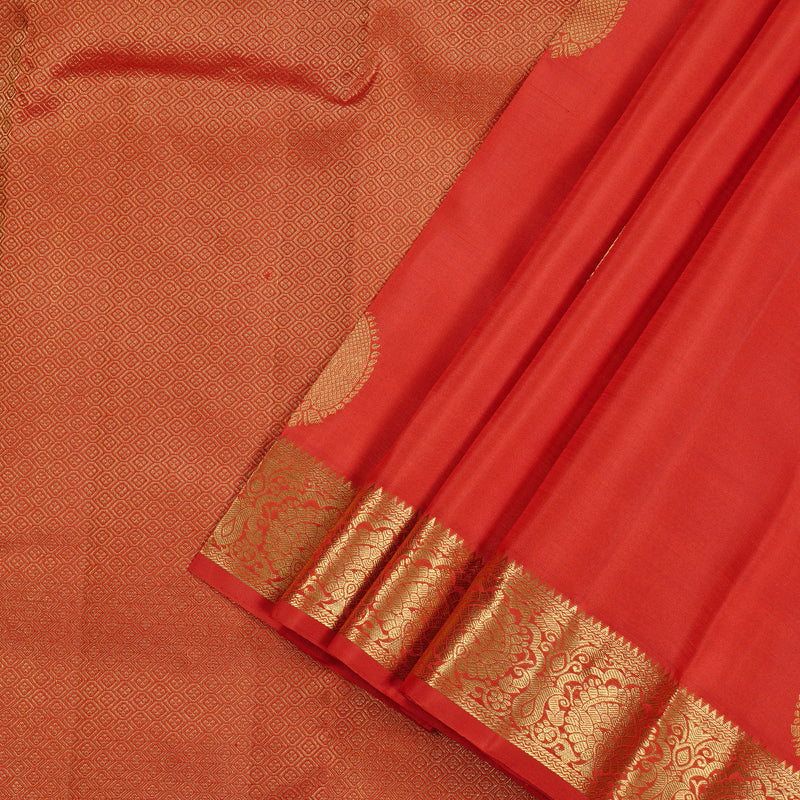 Hayagrivas Red Handloom Kanjivaram Silk Saree KBE110D10-1