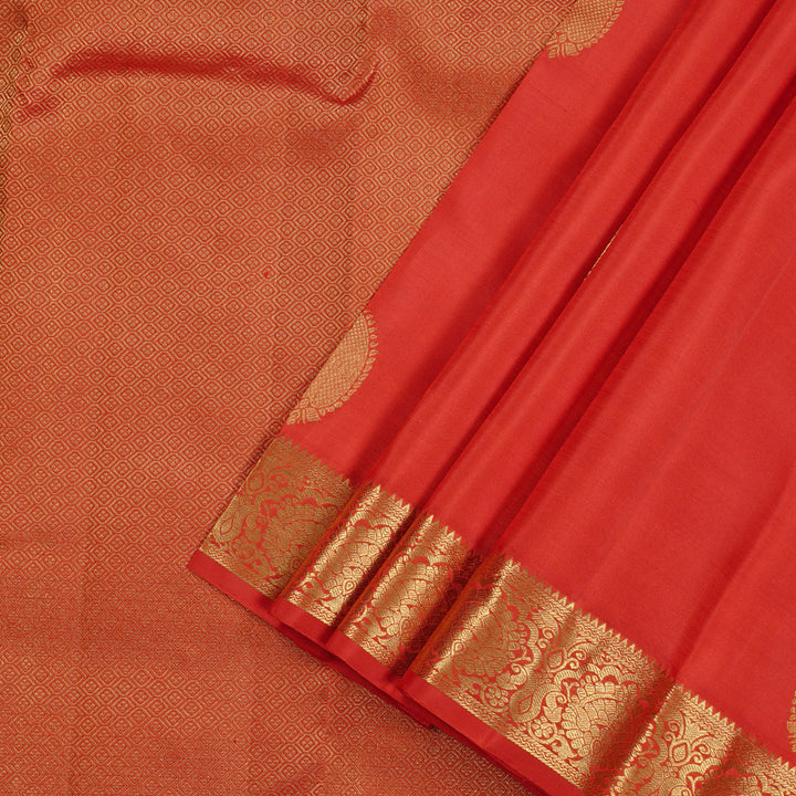 Hayagrivas Red Handloom Kanjivaram Silk Saree KBE110D10-1