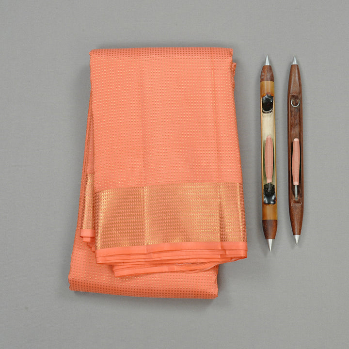 Hayagrivas Peach Pink Handloom Kanjivaram Silk Saree KBE110D13-1