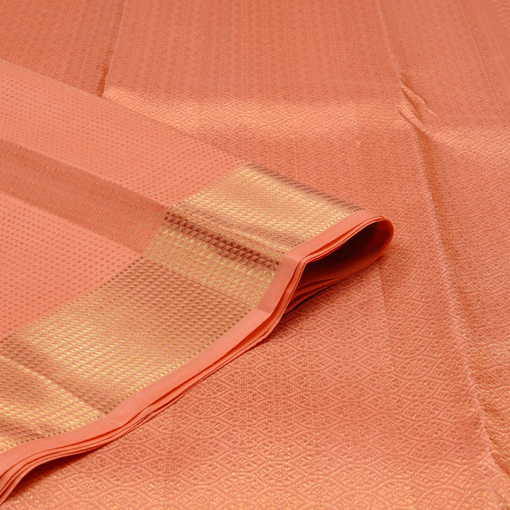 Hayagrivas Peach Pink Handloom Kanjivaram Silk Saree KBE110D13-1
