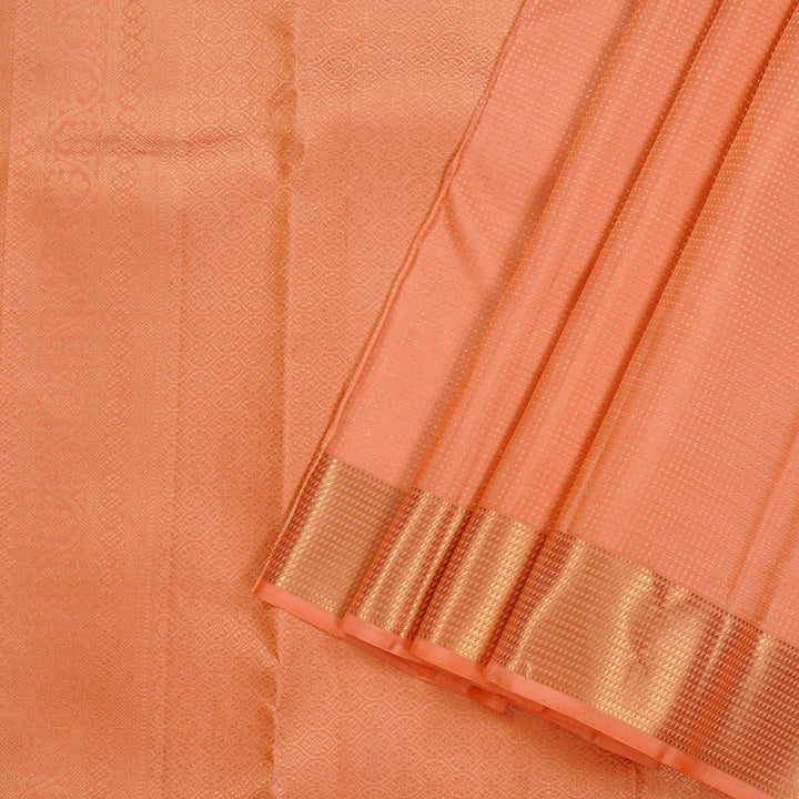 Hayagrivas Peach Pink Handloom Kanjivaram Silk Saree KBE110D13-1
