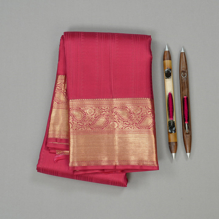 Hayagrivas Reddish Pink Handloom Kanjivaram Silk Saree KBE110D16-1