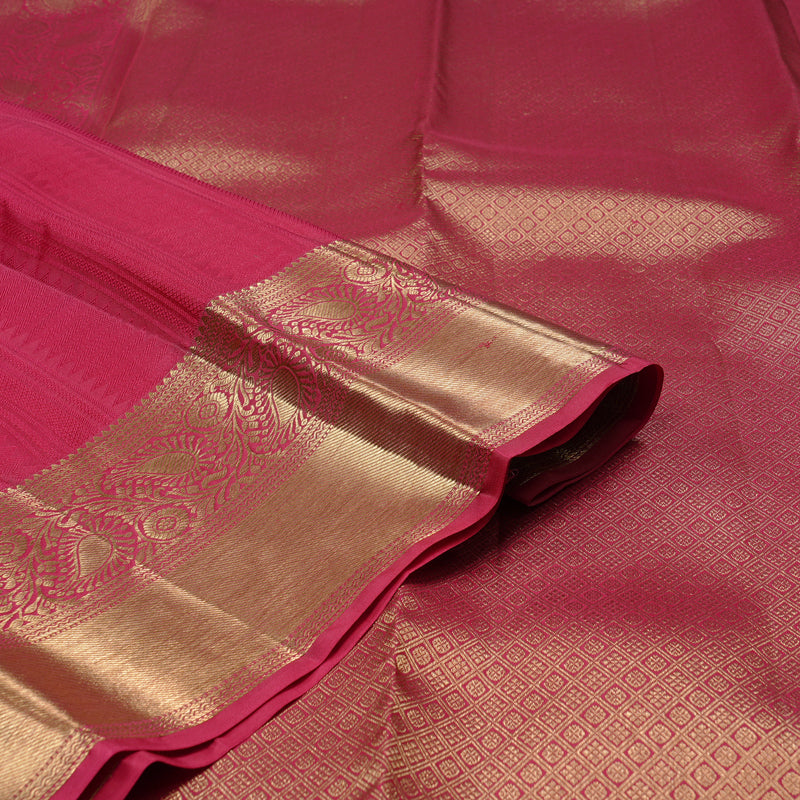 Hayagrivas Reddish Pink Handloom Kanjivaram Silk Saree KBE110D16-1