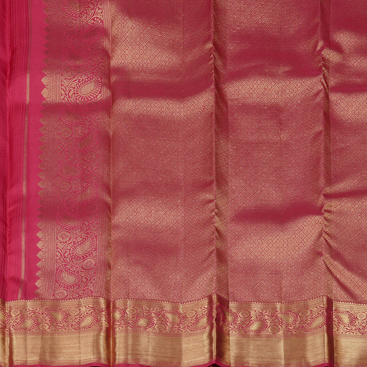 Hayagrivas Reddish Pink Handloom Kanjivaram Silk Saree KBE110D16-1