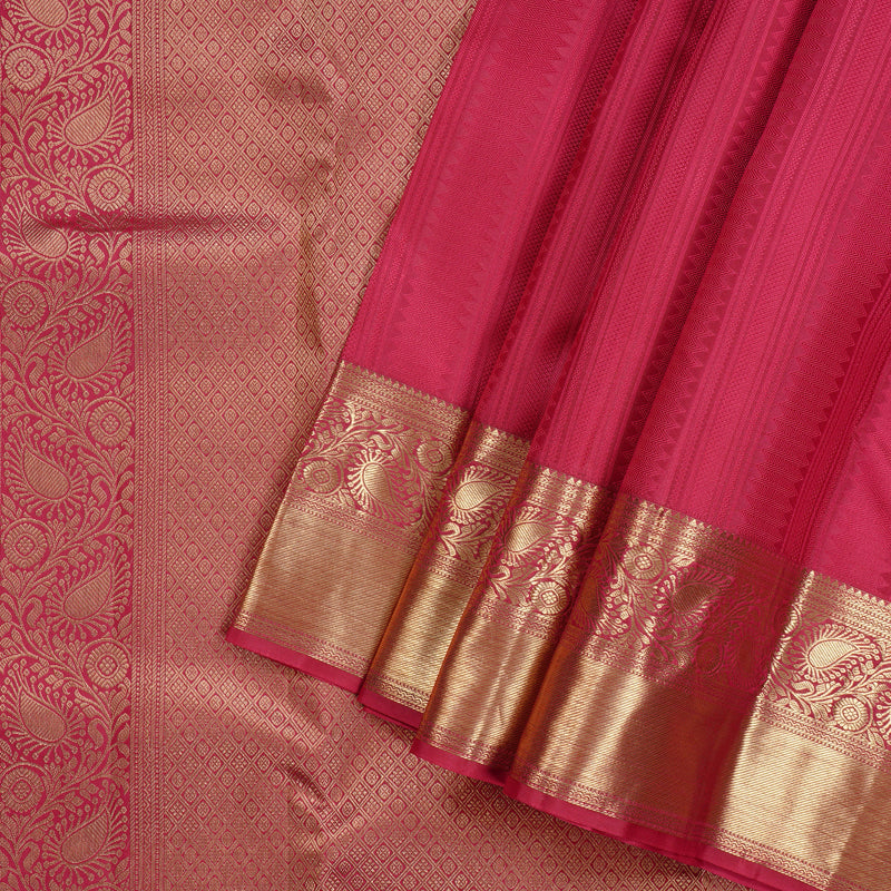 Hayagrivas Reddish Pink Handloom Kanjivaram Silk Saree KBE110D16-1
