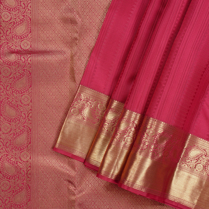 Hayagrivas Reddish Pink Handloom Kanjivaram Silk Saree KBE110D16-1