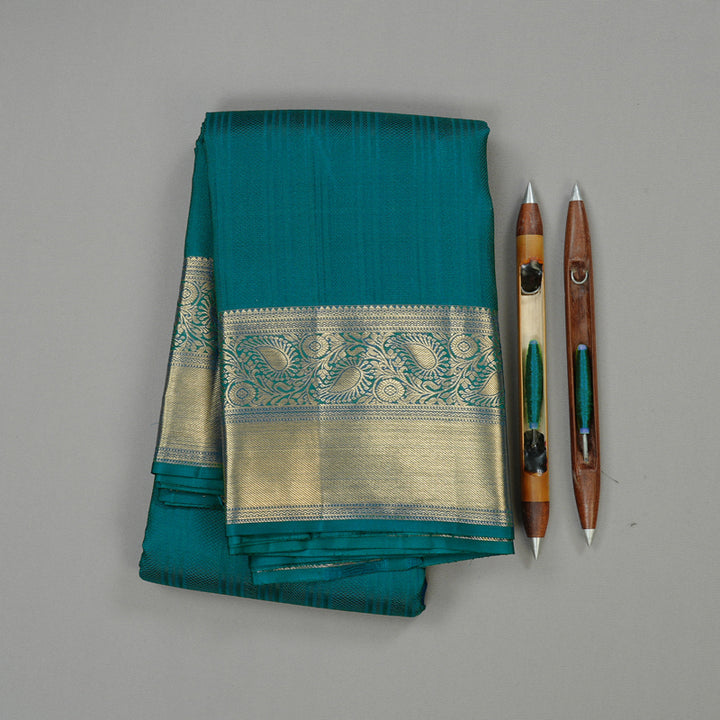 Hayagrivas Peacock Green Handloom Kanjivaram Silk Saree KBE110D16-2