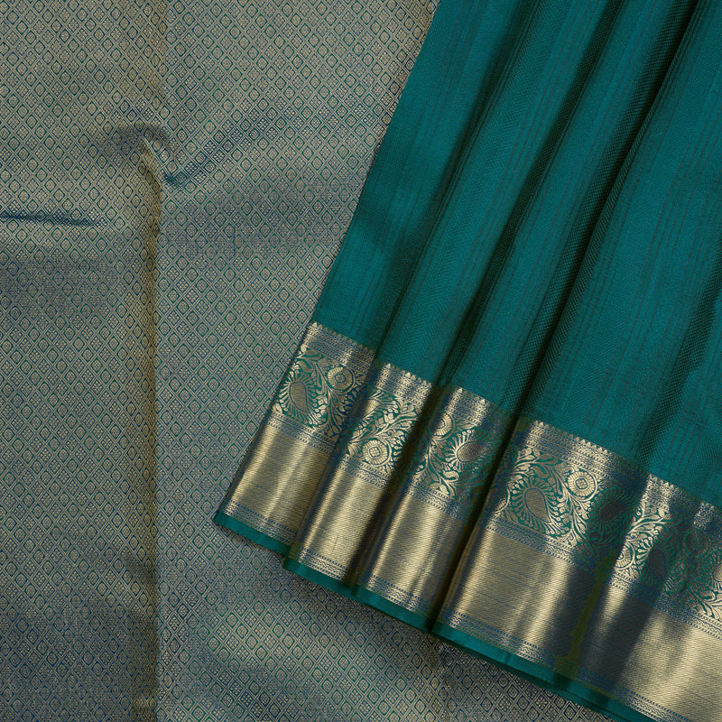 Hayagrivas Peacock Green Handloom Kanjivaram Silk Saree KBE110D16-2