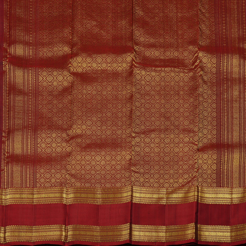 Hayagrivas Sampanga Yellow Handloom Kanjivaram Silk Saree with Wine Red Border KBE110D19-1