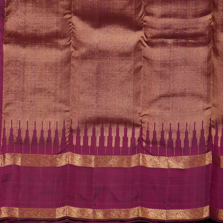 Hayagrivas Orangish Pink Handloom Kanjivaram Silk Saree with Dark Purple Border KBE110D4-2