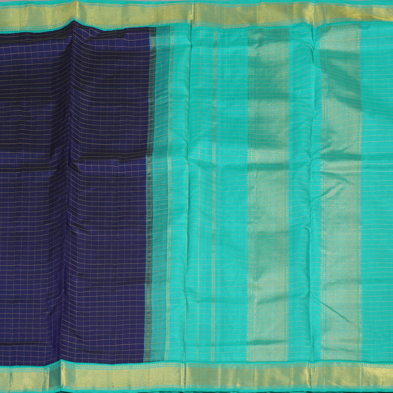 Hayagrivas Handloom Peacock Blue Ten Yards Silk Madisar KBE1111I2-1