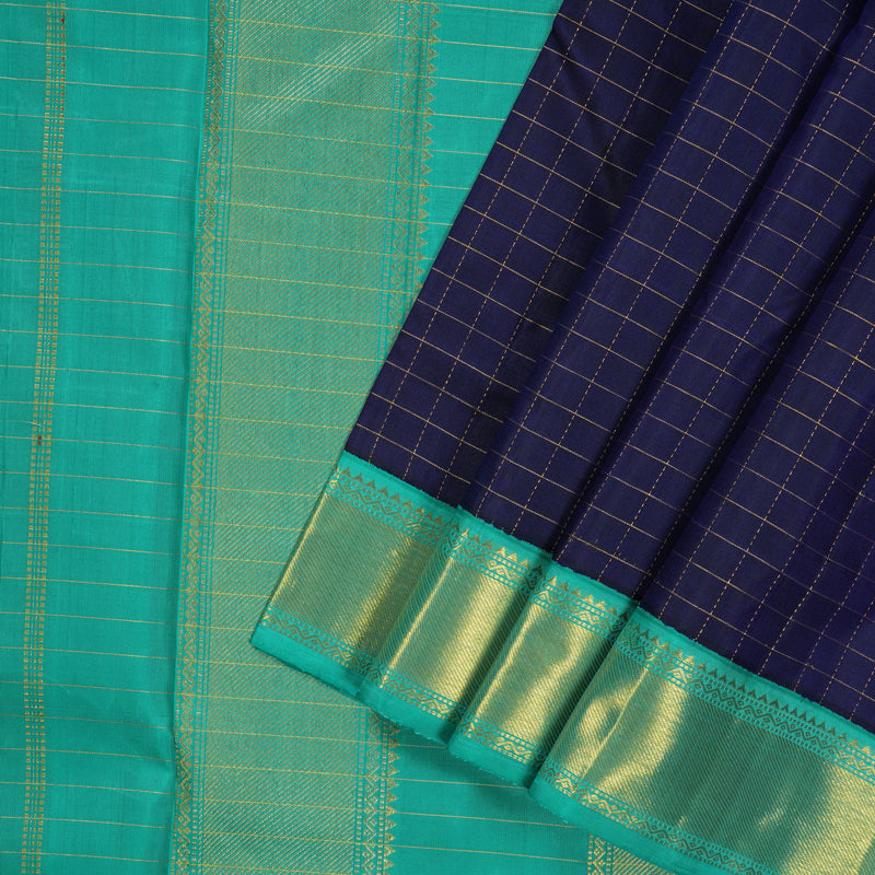 Hayagrivas Handloom Peacock Blue Ten Yards Silk Madisar KBE1111I2-1