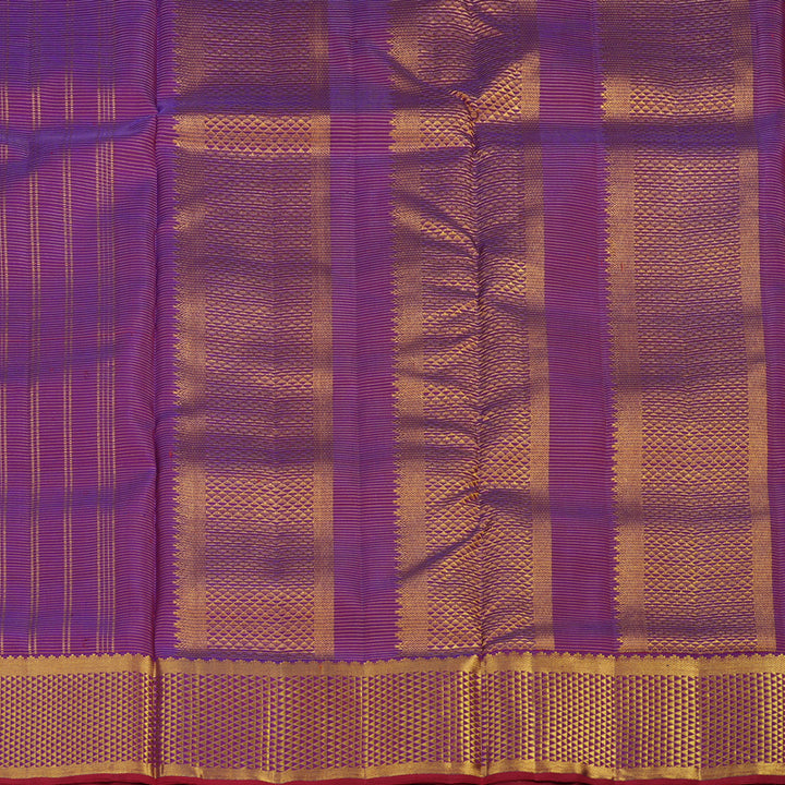 Hayagrivas Handloom Purple Kanjivaram Ten Yards Silk Saree with Purple with Maroon Edging Border KBE1111I4-1