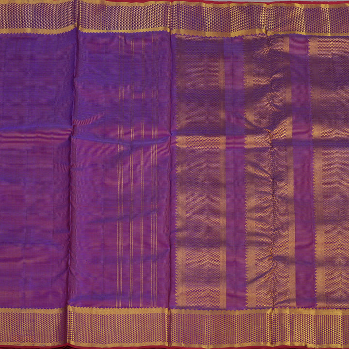 Hayagrivas Handloom Purple Kanjivaram Ten Yards Silk Saree with Purple with Maroon Edging Border KBE1111I4-1