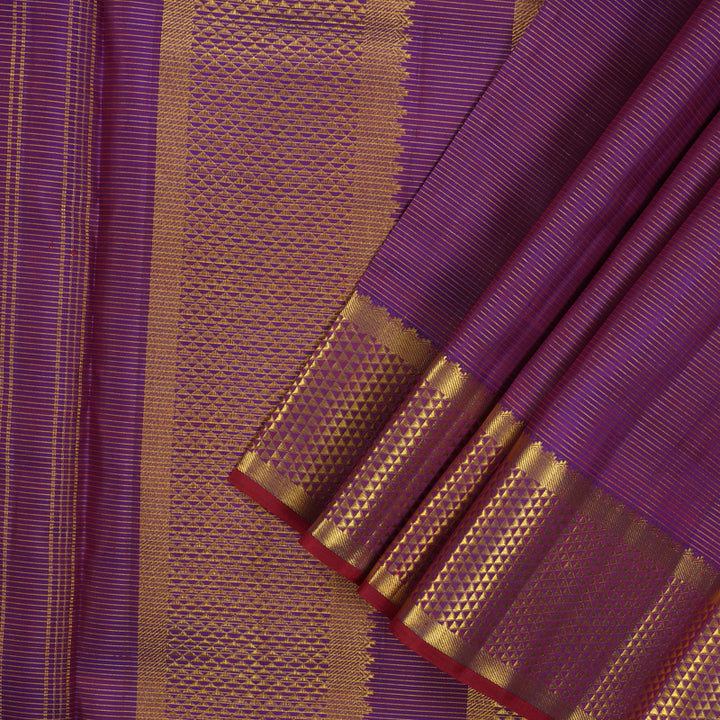 Hayagrivas Handloom Purple Kanjivaram Ten Yards Silk Saree with Purple with Maroon Edging Border KBE1111I4-1