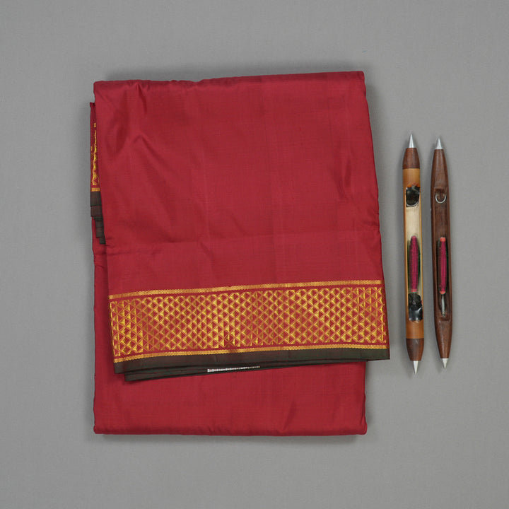 Hayagrivas Handloom Maroon Kanjivaram Ten Yards Silk Saree KBE1113I1-1