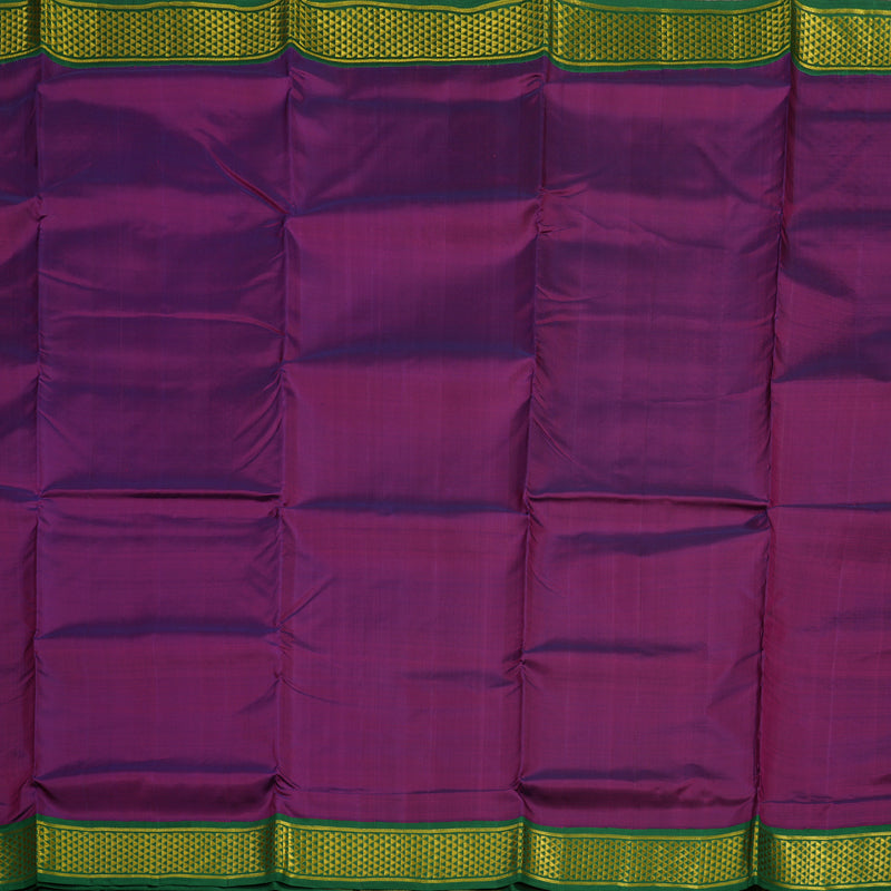 Hayagrivas Handloom Violet Kanjivaram Silk Saree with Dark Green Border KBE1113I6-2
