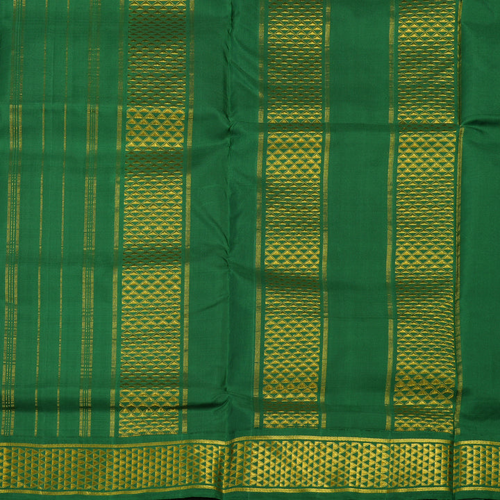 Hayagrivas Handloom Violet Kanjivaram Silk Saree with Dark Green Border KBE1113I6-2