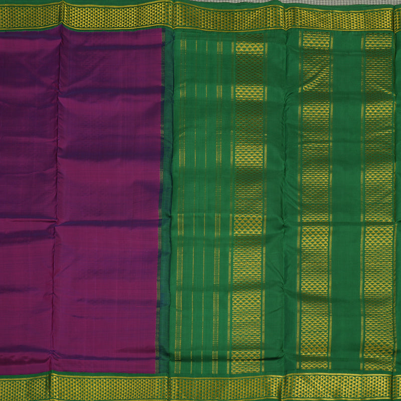 Hayagrivas Handloom Violet Kanjivaram Silk Saree with Dark Green Border KBE1113I6-2