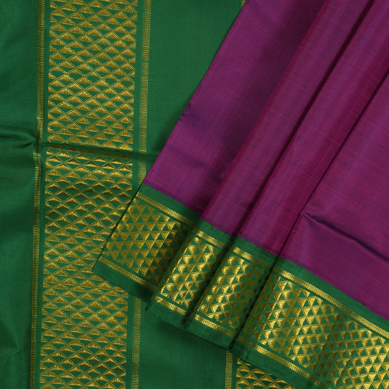 Hayagrivas Handloom Violet Kanjivaram Silk Saree with Dark Green Border KBE1113I6-2