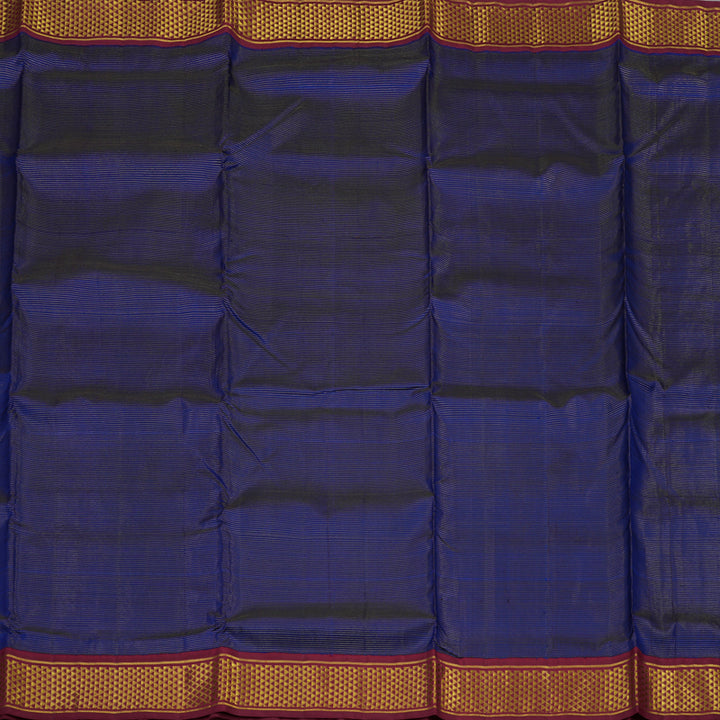 Hayagrivas Royal Blue Pure Ten Yards Silk Madisar with Maroon border KBE1113I9-1