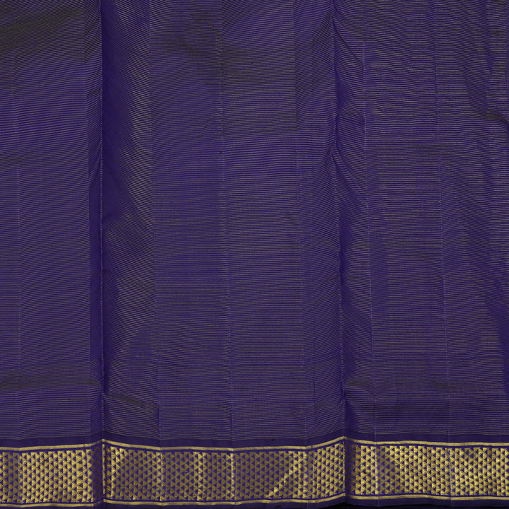Hayagrivas Handloom Pinkish-Orange Kanjivaram Ten Yards Silk Saree with Purplish Blue Border KBE1113I9-2