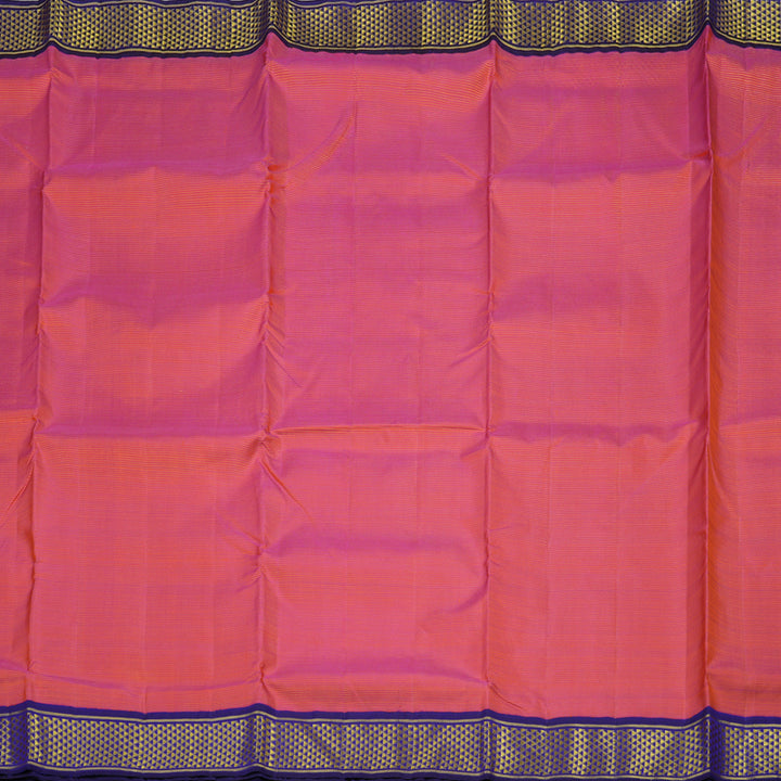 Hayagrivas Handloom Pinkish-Orange Kanjivaram Ten Yards Silk Saree with Purplish Blue Border KBE1113I9-2