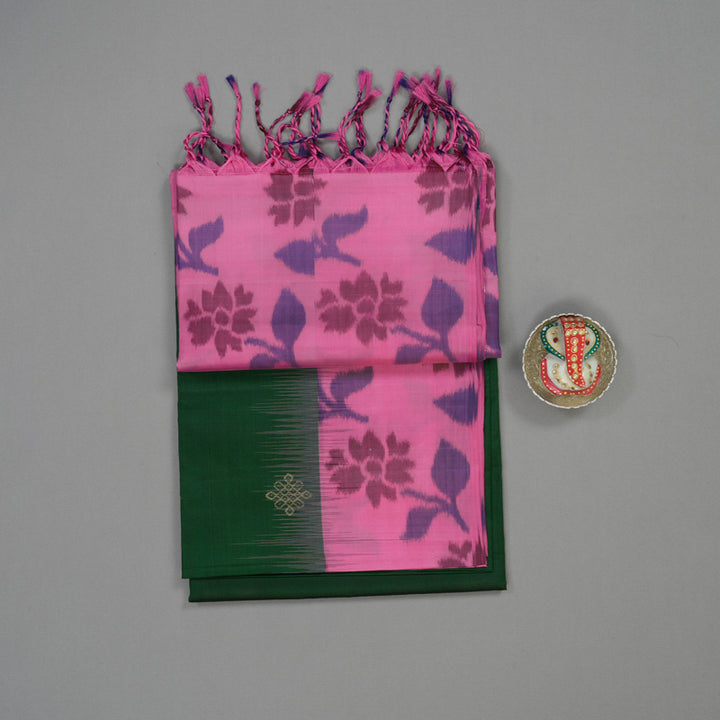 Hayagrivas Bottle Green Pure Ikkat Soft Silk Saree KBE1117I4-2