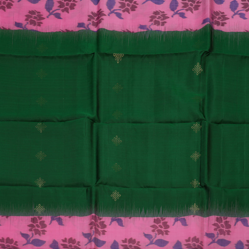 Hayagrivas Bottle Green Pure Ikkat Soft Silk Saree KBE1117I4-2