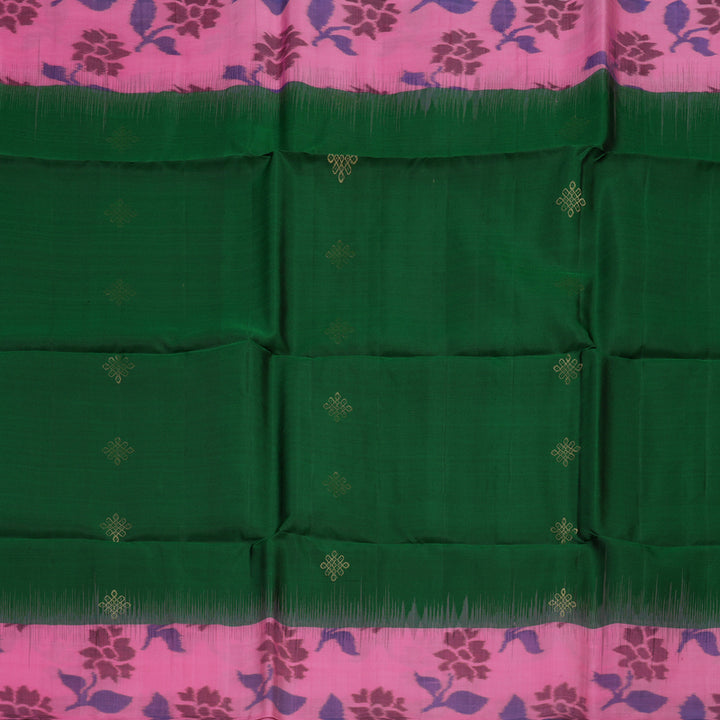 Hayagrivas Bottle Green Pure Ikkat Soft Silk Saree KBE1117I4-2