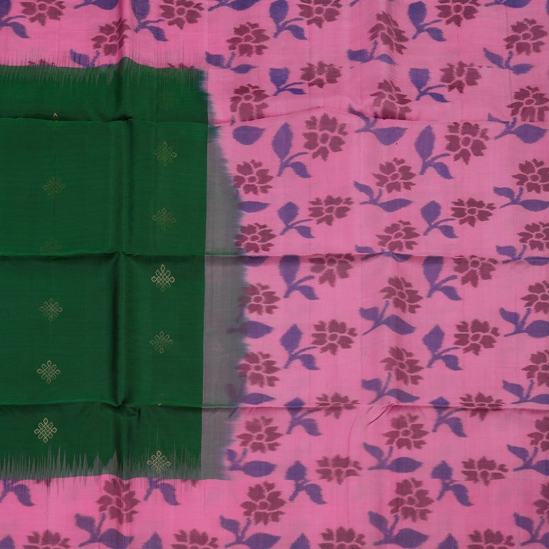 Hayagrivas Bottle Green Pure Ikkat Soft Silk Saree KBE1117I4-2