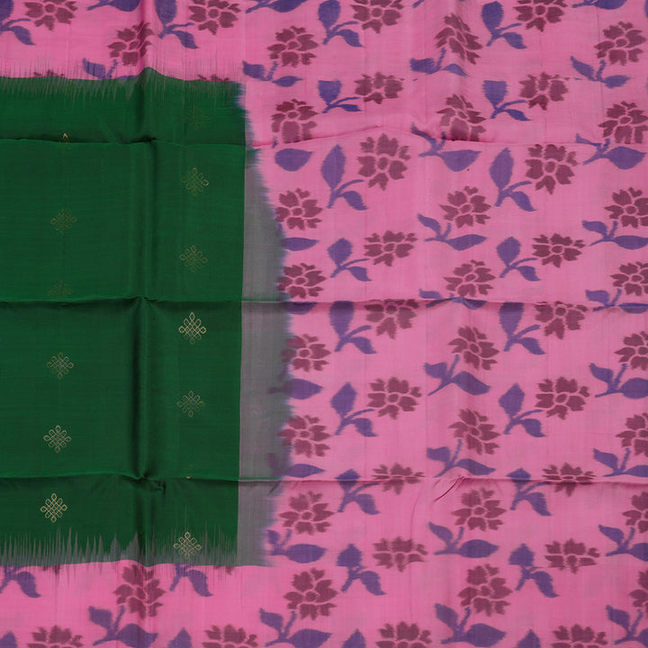 Hayagrivas Bottle Green Pure Ikkat Soft Silk Saree KBE1117I4-2