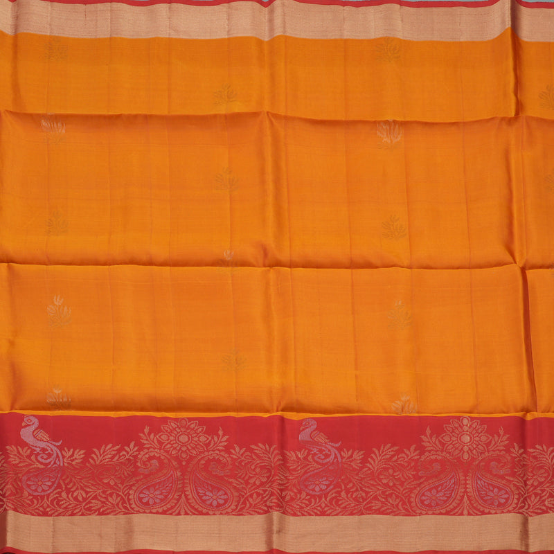 Hayagrivas Handloom Orange Soft Silk Saree with Red Border KBE1118I1-15