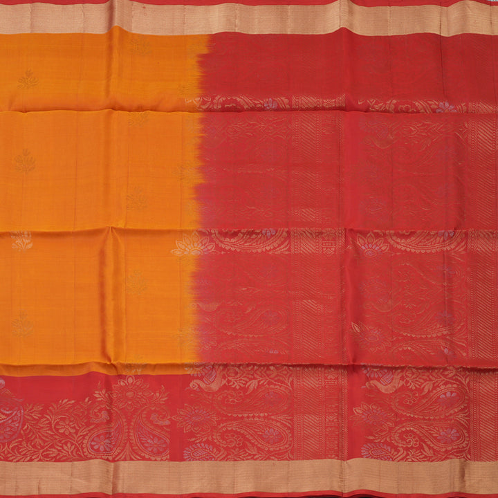 Hayagrivas Handloom Orange Soft Silk Saree with Red Border KBE1118I1-15