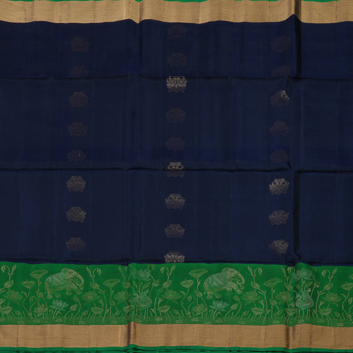 Hayagrivas Navy Blue Pure Soft Silk Saree KBE1118I1-34