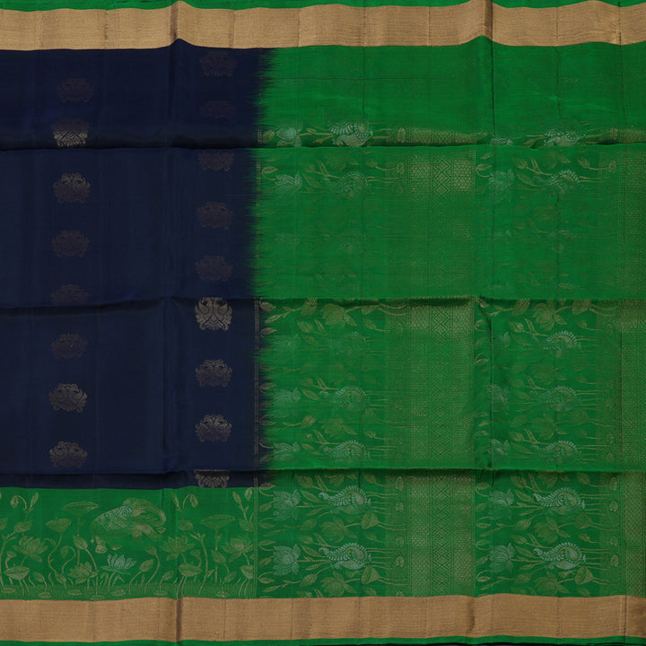 Hayagrivas Navy Blue Pure Soft Silk Saree KBE1118I1-34